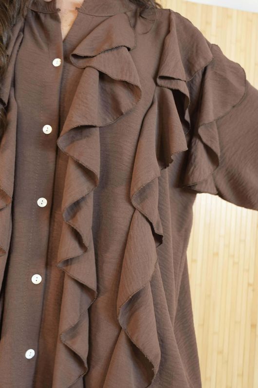 Stevie Ruffle Blouse Chocolate